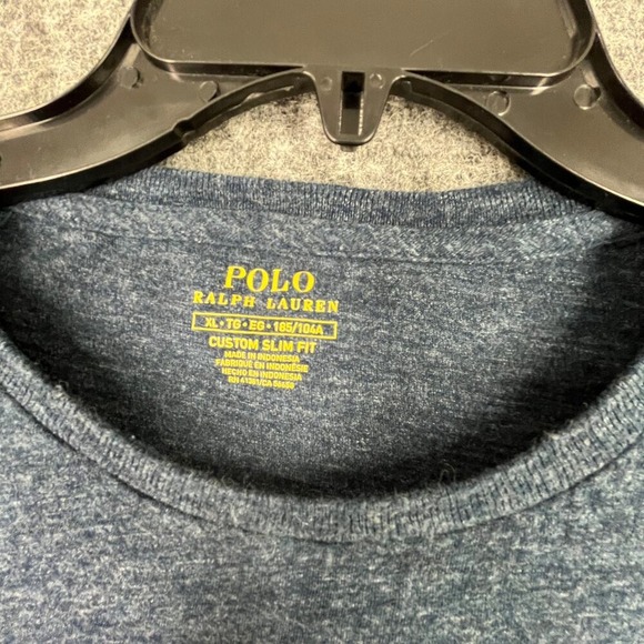 Polo Ralph Lauren Shirt Mens XL Blue Custom Slim Fit CrewNeck Short Sleeve Pony - Picture 4 of 7